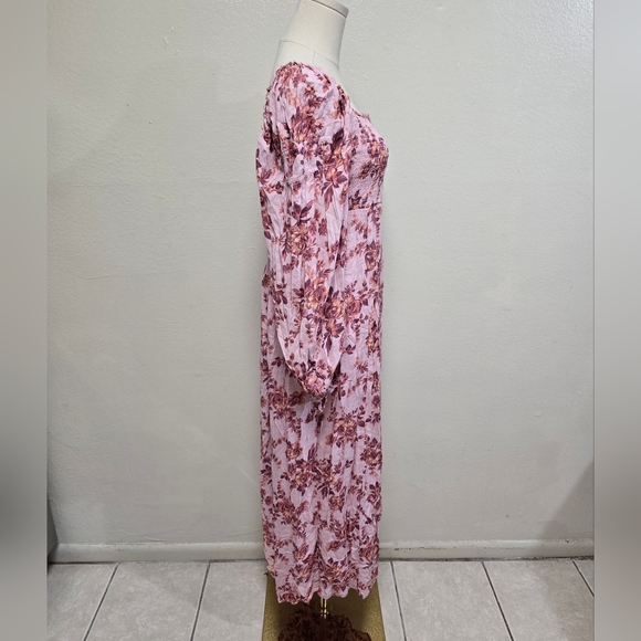 Free People Jaymes Floral Print Square Neck Long Sleeves Midi Dress Size Small - Picture 5 of 9